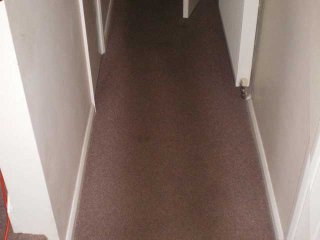 Hallway carpet before cleaning