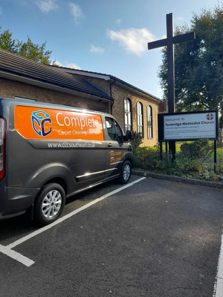 Our Complete Carpet Cleaning Southeast van parked outside the Tonbridge Methodist Church.
